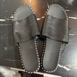 Chinese Laundry Black Leather Studded Sandals